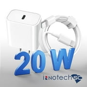 For iPhone Fast Charger MFi Certified 20W Wall Charger Plug Block USB C to Lightning Cable Cord 6ft, Type C Charging Block Power Adapter Cube for Apple iPhone 14 Pro Max/14/13 Pro/12 Mini/11,iPad